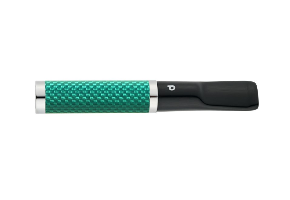 Denicotea Slimline cigaretta szipka zöld karbon mintával, slim adapterrel – 69 mm